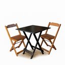 Ver imagem 1 de Conjunto Mesa Dobrável 70x70 Tampo Mdf e 02 Cadeiras Dobrável Retrátil Preto-imbuia