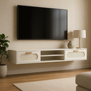 Ver imagem 1 de Rack Suspenso Santorini 180cm 2 Gavetas Prateleira Sala Tv 65 Branco