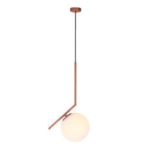 Pendente 29×45cm E27 Metal+vidro Rose