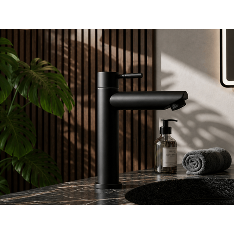 Torneira Aço Inox de Bancada Preta para Banheiro e Lavabo Mobi Dqi