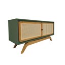 Ver imagem 1 de Rack Sala Tv até 50 Polegadas Ricco 113 Cm Laca Portas Palhinha Verde