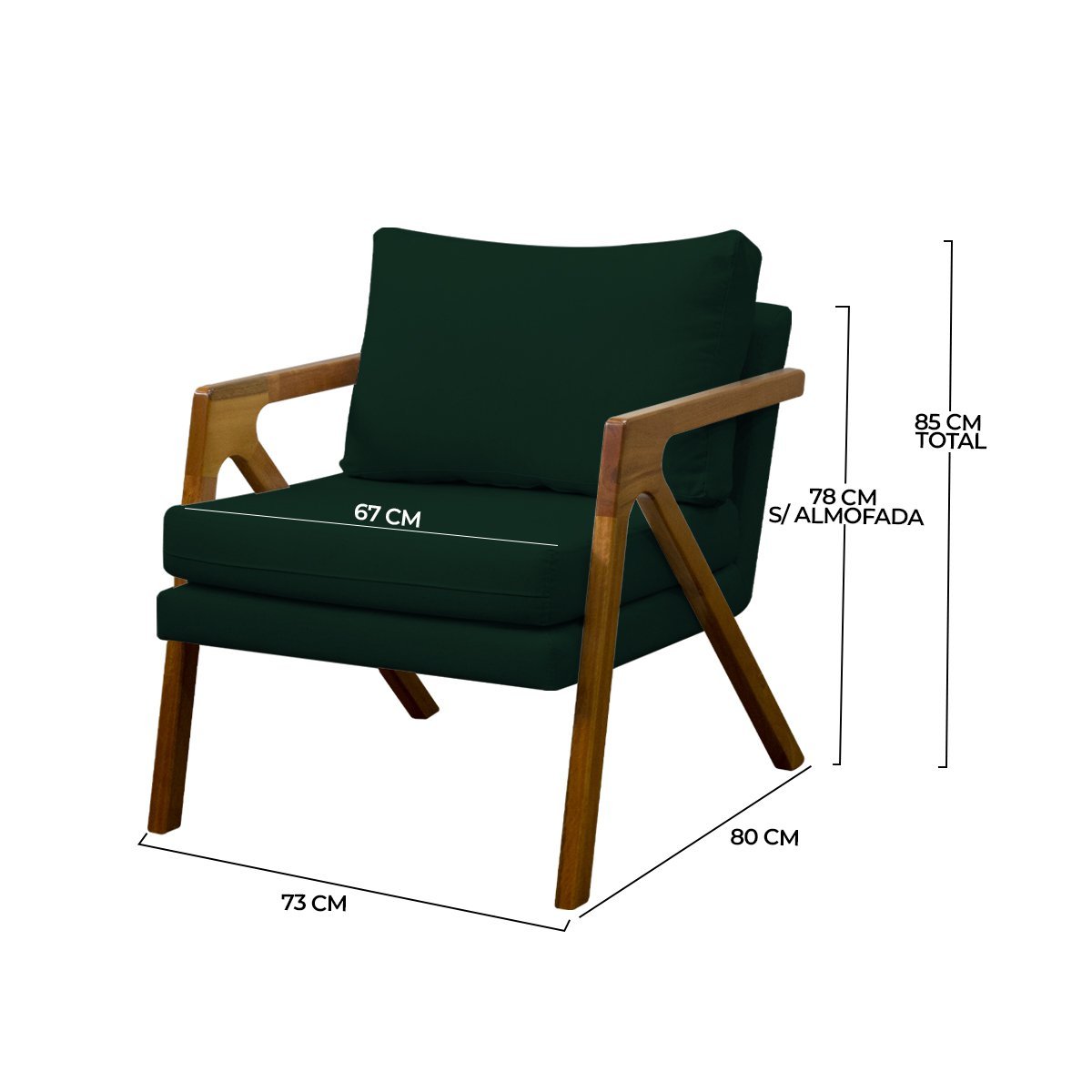 Poltrona Decorativa Madeira Maciça Luxo Mona Linho Verde - Zahav Estofados - 4