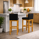 Ver imagem 2 de Banqueta Viena Alta Estofada em Veludo com Base de Madeira Preto Liberty Móveis