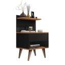 Ver imagem 1 de Mesa de Cabeceira Retro 1 Gaveta Mesinha Quarto Nicho Decor:preto/cinamomo