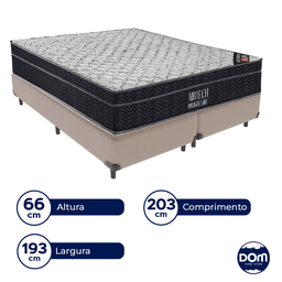 Cama Box Bipartido King Size Bege e Colchão Airtech Progressive M. Ensacadas Ortobom - 4