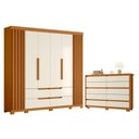 Ver imagem 1 de Kit Guarda Roupa Doble e Cômoda Duetto 6 Portas 10 Gavetas MDP Off White