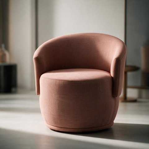 Poltrona Orgânica Decorativa Capri Linho Suave Design Redondo Luxo Leitura Sala Quarto Recepção Hall