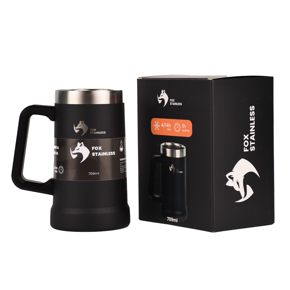 Caneca Térmica Quente e Frio 709ml Preto - Fox Stainless - 4