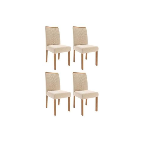 Kit 4 Cadeiras Sala Jantar Clarice Wood 4 Un Carvalho/suede Nude Bege - Cimol