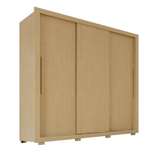 Guarda Roupa Casal Luna 3 Portas de Correr 4 Gavetas MDF MDP Amadeirado Ypê 185.5cm