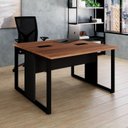 Ver imagem 1 de Plataforma Dupla Pé Quadro 120x120cm Industrial Nogal e Preto Yescasa Marrom