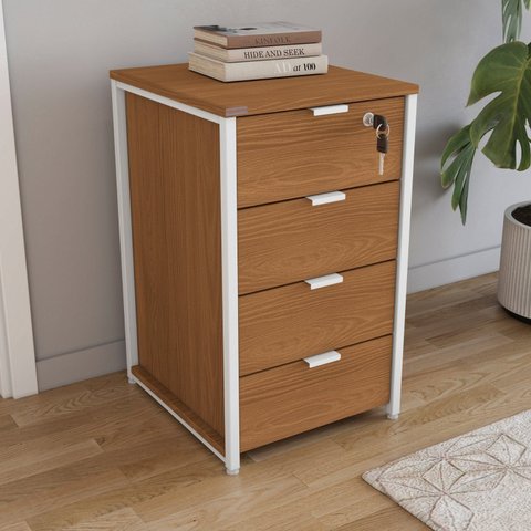 Gaveteiro Estilo Industrial Kappesberg Li045 Canela Branco