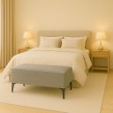 Ver imagem 3 de Banqueta Vegas Puff para Sala Quarto Closet Linho Cinza