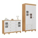 Ver imagem 2 de Quarto de Bebê Completo com Guarda-roupas 3 Portas e Cômoda Luna Multimóveis Mp4798 Madeirado/