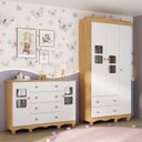 Ver imagem 4 de Quarto de Bebê Completo com Guarda-roupas 3 Portas e Cômoda Luna Multimóveis Mp4798 Madeirado/