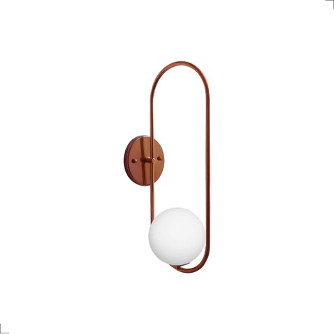 Luminária de Parede Arandela Pendulo Cobre-fosco C/ Globo de Vidro Leitoso 1xg9 Bivolt