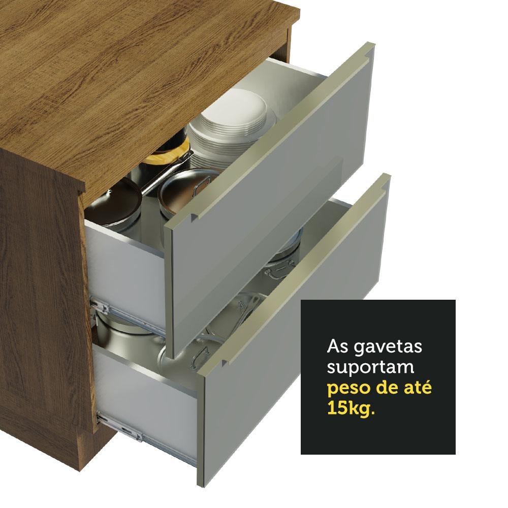 Armário de Cozinha Compacta 200cm Rustic/Cinza Lux Madesa 01 - 8