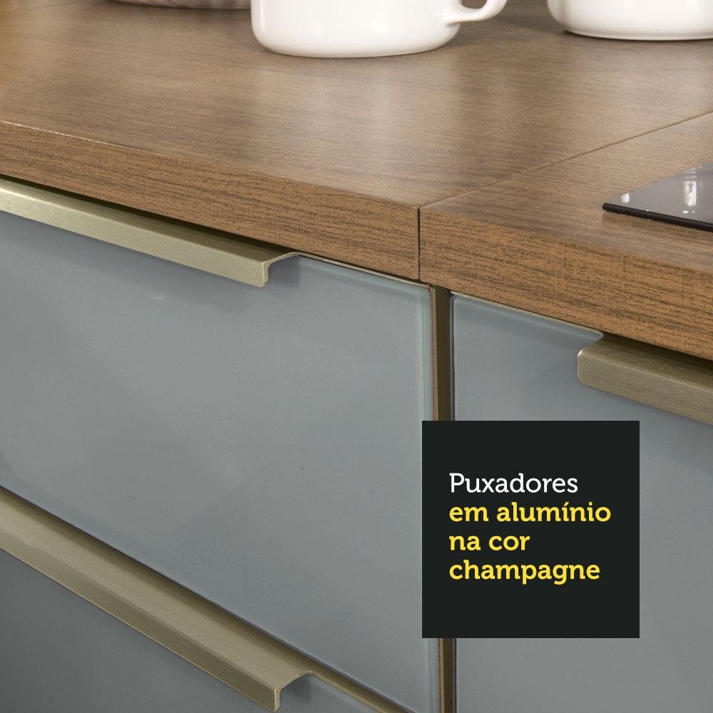 Armário de Cozinha Compacta 200cm Rustic/Cinza Lux Madesa 01 - 10