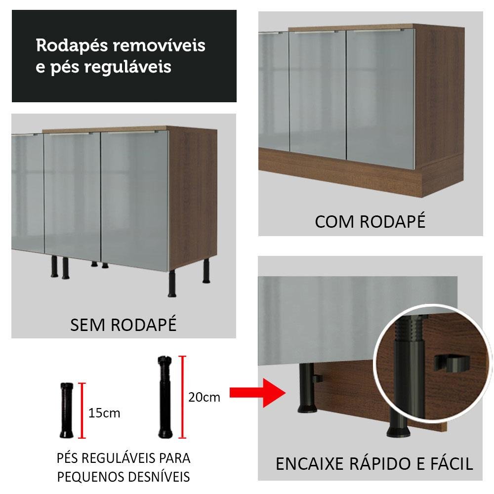 Armário de Cozinha Compacta 200cm Rustic/Cinza Lux Madesa 01 - 11