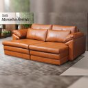 Ver imagem 2 de Sofá Decorativo Sala de Estar Marselha Retratil Manual 3 Lugares 215cm Couro Conhaque - Mozzelar