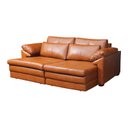 Ver imagem 1 de Sofá Decorativo Sala de Estar Marselha Retratil Manual 3 Lugares 215cm Couro Conhaque - Mozzelar