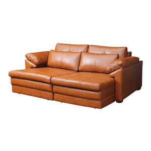 Sofá Decorativo Sala de Estar Marselha Retratil Manual 3 Lugares 215cm Couro Conhaque - Mozzelar