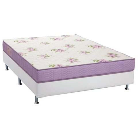 Cama Box Viúva: Colchão Espuma Ortobom Physical Super Resistente + Base CRC Courano White(128x188)