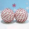 Kit 6 Bolas Para Árvore De Natal Branco e Vermelho Corda 8cm - 5