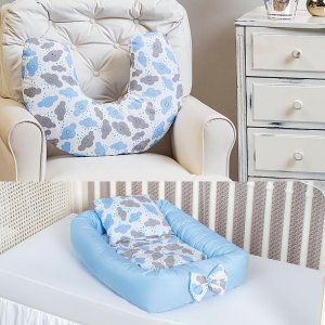 Ninho Redutor Rolinho + Almofada Amamentação Nuvem Azul