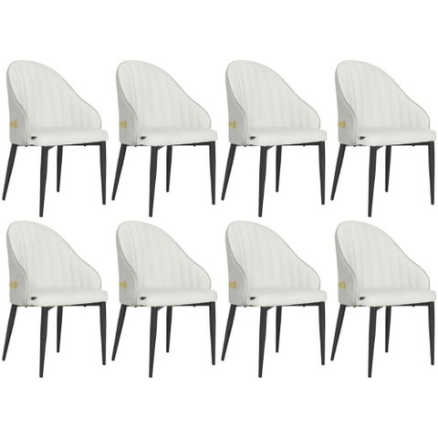 Kit 8 Cadeiras de Jantar Estofada Design La Martina - Branca
