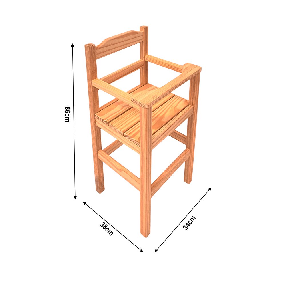 Cadeira Papinha para Bebê com Trava Fixa em Madeira Maciça para Bar e Restaurante - Cru - 5