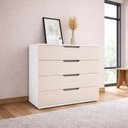 Ver imagem 1 de Cômoda para Quarto 4 Gavetas 90cm Madri Bege/Creme/Branco