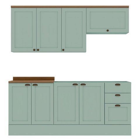 Armário de Cozinha Genialflex Iluminata 4 Peças Verde Mint