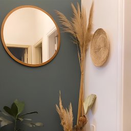 Espelho Redondo de Parede Estilo Minimalista 33 Cm - Moema - Mel - 2 Espelho Redondo de Parede Estilo Minimalista 33 Cm - Moema - Mel - 2