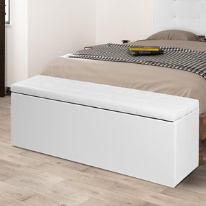 Calçadeira Baú Casal Queen 1,60m Berlim Material Sintético Branco Dal Poz Estofados