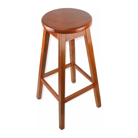 Banqueta Alta De Madeira Envernizada