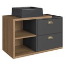Ver imagem 1 de Gabinete de Banheiro Suspenso 80cm Helena com 02 Gavetas Mel/grafite e Cuba Preta