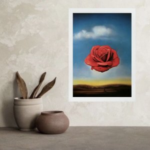 Quadro Salvador Dalí La Rosa Mediativa 24x18cm:madeira Branca
