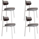 Ver imagem 1 de Kit 04 Cadeiras Estofada para Sala de Jantar Astrid Branco C01 Linho Cinza Courino Café - Lyam Decor