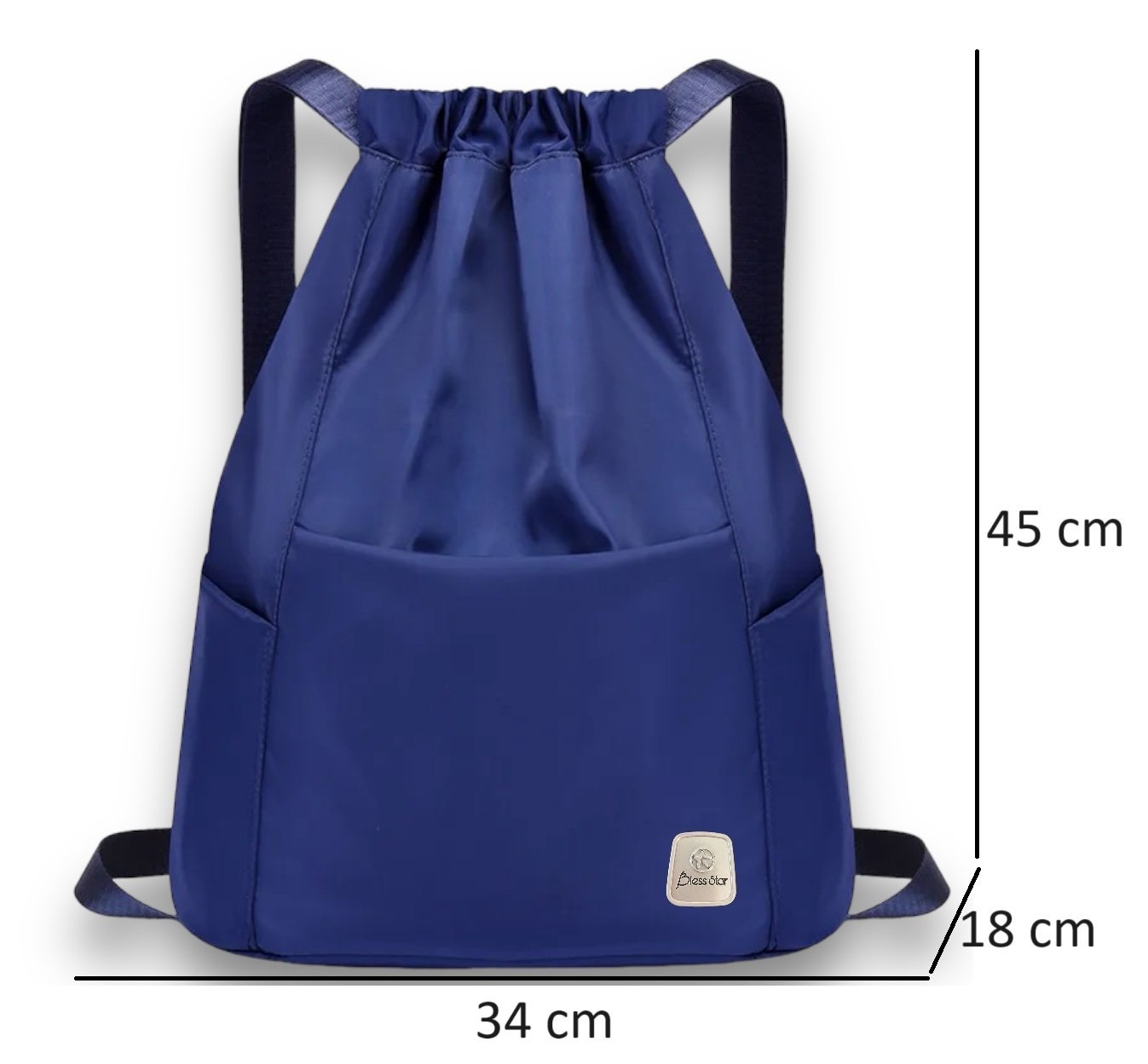 Mochila Bolsa Saco Esportiva Reforçada Academia Dobravel Bless Star Azul Escuro - 2