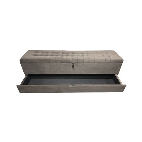 RECAMIER PUFF BAÚ SAPATEIRA COM GAVETA 1,38 CM PARA CAMA BOX PADRÃO - MARROM