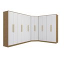 Ver imagem 4 de Guarda Roupa Casal Quarto Modulado Adapt em L 12 Portas 14 Gavetas 342cm x 263cm Nogueira Branco- Kappesberg