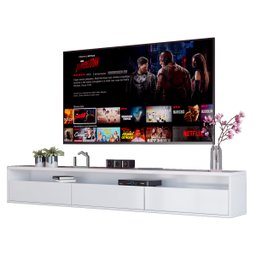 Rack Suspenso para TV Life 1.8 Branco Acetinado - MóveisAqui - 1