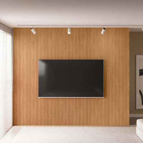 Painel Decorativo Ripado para Parede Mahalo 300x250 MDP Nature G77 - Gran Belo
