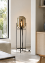 Ver imagem 3 de Luminária de Chão Piso 100cm Globo Vidro Fumê Cinza Espelhada Coluna Pedestal Lv-Ash-3 Gimpo