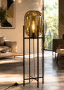 Ver imagem 1 de Luminária de Chão Piso 100cm Globo Vidro Fumê Cinza Espelhada Coluna Pedestal Lv-Ash-3 Gimpo