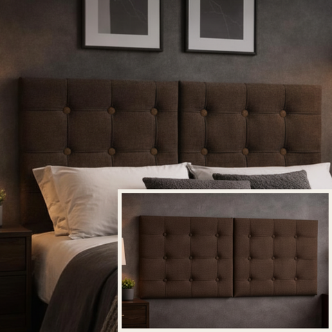 Cabeceira Estofada 140cm Dobrável P/ Cama de Casal Moderna: Chocolate