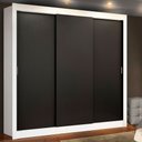 Ver imagem 1 de Guarda-Roupa Casal Madesa Mônaco 3 Portas de Correr Branco/Preto Cor:Branco/Preto