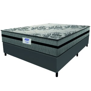 Cama Box Casal King Colchão Gazin com Molas Ensacadas Rubi Suede Cinza/preto
