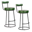 Ver imagem 1 de Banqueta Alta Cozinha 70cm Encosto Industrial Aço Kit 2 Ziria Pu Verde S02 - D’Rossi
